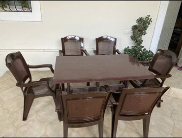 столы стулья: Новый, Квадратный стол, 6 стульев, Раскладной, Со стульями, Пластик, Турция