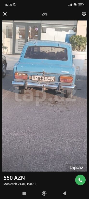 фольксваген модельный ряд и цены: Moskviç 2140 – 1987 il. Mavi rəng, sedan kuzov. Öndə yuvarlaq fara və