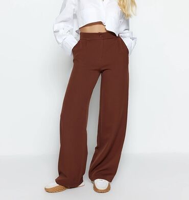 женские брюки с воланами: Брюки S (EU 36), цвет - Коричневый
