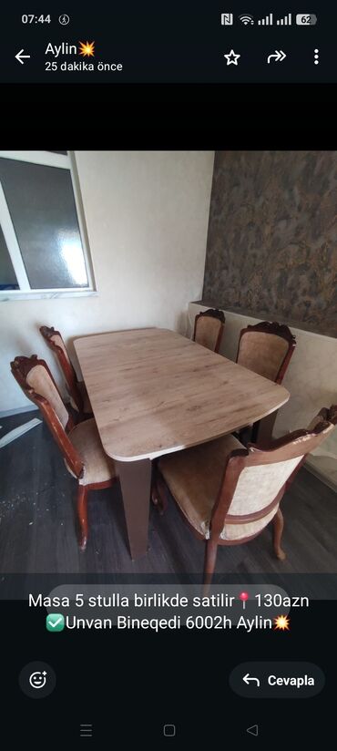 Divanlar: Masa 5 stulla birlikde satilir📍130azn✅Unvan Bineqedi 6002h Aylin💥