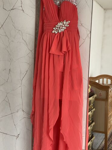 вечернее розовое платье: Вечернее платье, Длинная модель, Без рукавов, Камни, 2XL (EU 44)
