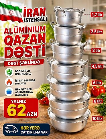 Qab-qacaq və mətbəx ləvazimatları: Qazan, rəng - Gümüşü, Alüminium — 1
