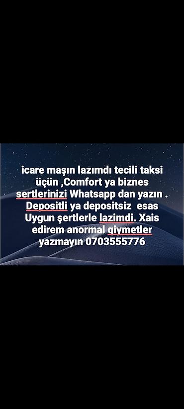 Əməkdaş axtarışı (vakansiyalar): Taksi sürücüsü tələb olunur, Avtomobilin icarəsi, Gündəlik ödəniş, 3-5 illik təcrübə — 1