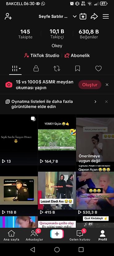 pul sekili: 10k tiktok hesabı satilir 635k beyenusi var 12ci level — 2