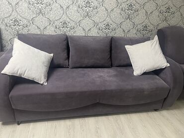 чехол на диван и два кресла: Цвет - Серый, Б/у