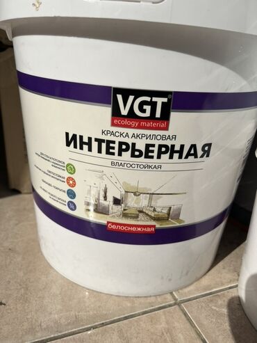 пистолет для краска: Интерьерная акриловая краска VGT, влагостойкая, белоснежная. Основные