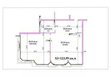 Продажа квартир: 3 комнаты, 124 м², Элитка, 8 этаж, ПСО (под самоотделку)