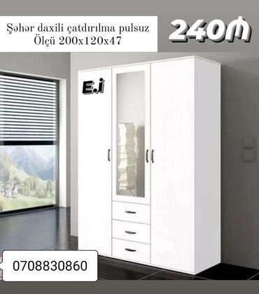 Çarpayılar: Yeni, Açılan, 3 qapılı Qarderob, paltar dolabı