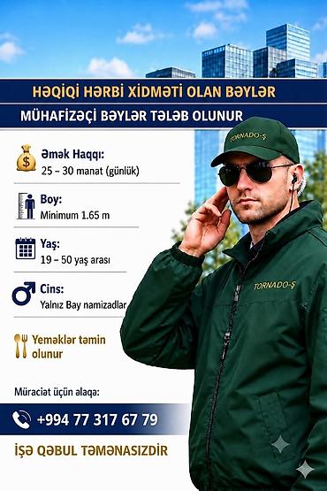 gecə simeni vakansiya: Mühafizəçi vakansiyası – “Tornado-Ş” Tələblər: - Yalnız hərbi xidməti — 1