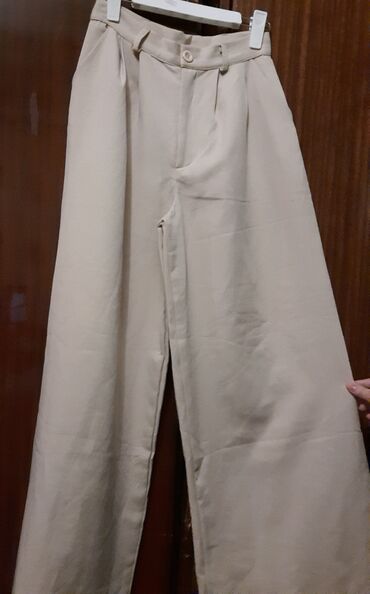 женские брюки с воланами: Брюки S (EU 36), цвет - Бежевый