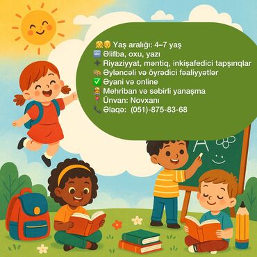 it kurslari qiymeti: Məktəbəqədər və ibtidai sinif hazırlığı, Azərbaycan dili, Əyani, Fərdi, Qrup