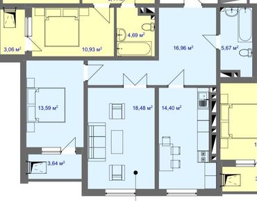 стол для растяжки спины: 2 комнаты, 73 м², Элитка, 5 этаж, Евроремонт