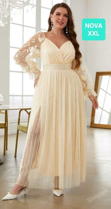 svilene spavacice: 2XL (EU 44), color - Beige, Evening, Long sleeves