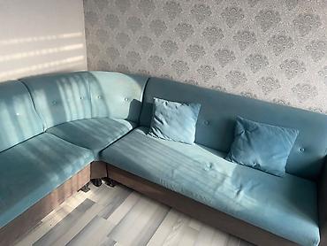 step deke: Mavi-bənövşəyi tonlarda künc divan dəsti - L‑şəkilli geniş künc — 2