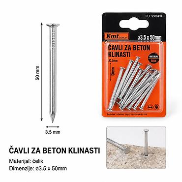 Screws & Fasteners: KMT Čelične spajalice 9368434 Klinasti čavli za beton od čelika — 1