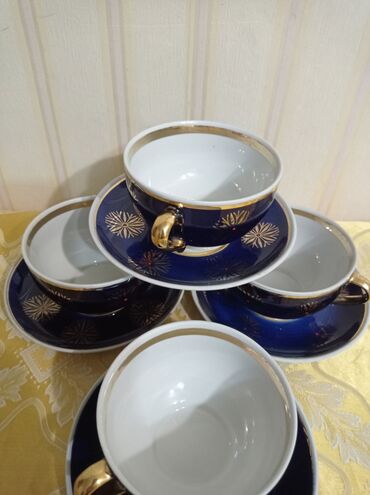 Наборы посуды: Фарфор, крытье, роспись золотом, ручная работа, глубокий кобальт — 2