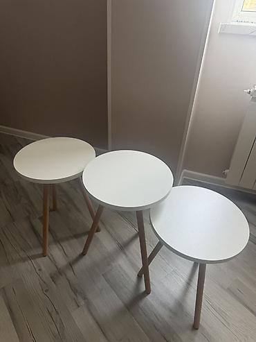 hesir stul: 3-lü dairəvi köməkçi masa dəsti - Minimalist skandinaviya tərzi - Üst — 3