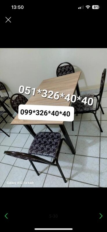 Masa və oturacaq dəstləri: Qonaq otağı üçün, Yeni, Açılan, Dördbucaq masa, 4 stul — 8