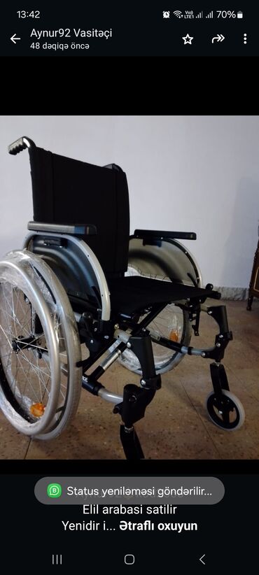 Инвалидные коляски: Aynur92🔱kod2568 Elil arabasi satilir Yenidir istifade olunmuyub Qiymet