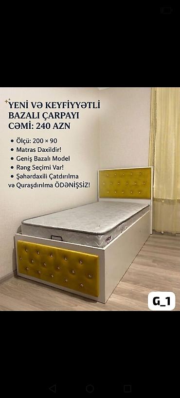 laminad: *Bazalı Çarpayı ✨240Azn* ✔️Ölçü:200×90 ✔️Rəng seçimi var ✔️İstehsal — 1