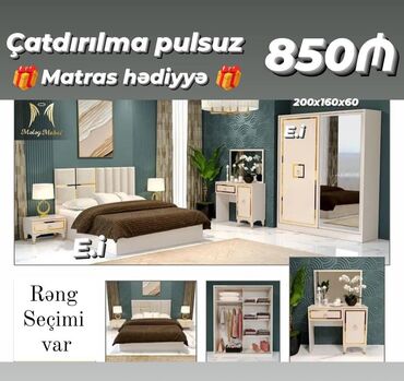 qatlanan carpayı: *Yataq dəsti 850Azn 💥* ✔️Rəng seçimi var *🎁Matras hədiyyə* *Şəhər