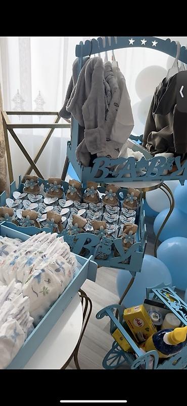 mərasim cadir: Mavi temalı “Baby Boy” dekor və aksesuar seti - Körpə — 3