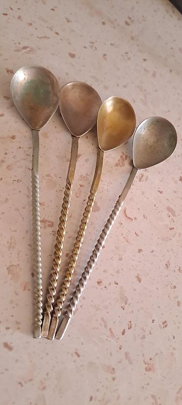ləvazimatlar: Vintage metal qaşıq dəsti – 4 ədəd - Material: metal qarışığı (gümüşü — 1