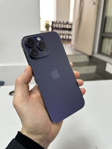 Техника и электроника: IPhone 14 Pro Max, Б/у, 256 ГБ, Deep Purple, Защитное стекло, Чехол, Коробка, 91 %