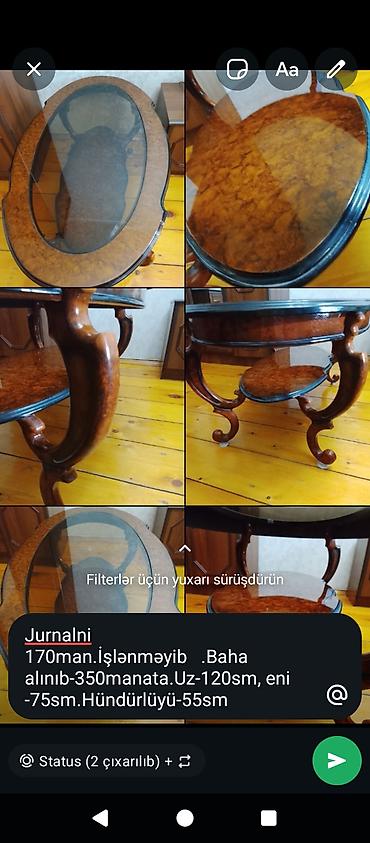 Sifarişlə mebel: Oval masa, Açılmayan, Təkərsiz, Şüşə, Zəmanətsiz, Ünvandan götürmə — 2