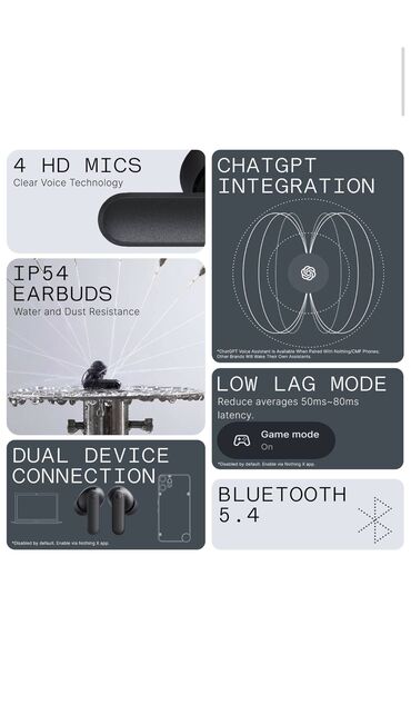 Qulaqcıqlar: Yeni Simsiz (Bluetooth) Qulaqcıqlar, Nothing, rəng - Qara — 11