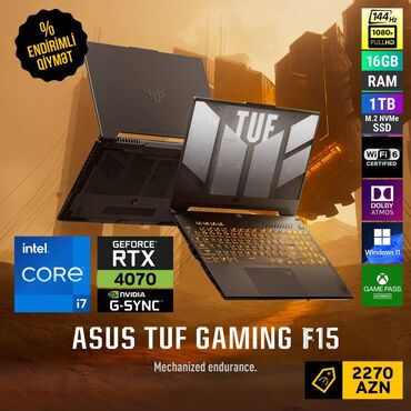 asus tuf gaming f15 qiymeti: Yeni ASUS TUF Gaming, 15.6 ", Intel Core i7, 1 TB, Ünvandan götürmə