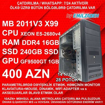 Masaüstü kompüterlər və iş stansiyaları: Masaüstü Kompüter "DDR4 Xeon X99 2011V3 CAT” ENDİRİM!!! DDR4 Masaüstü