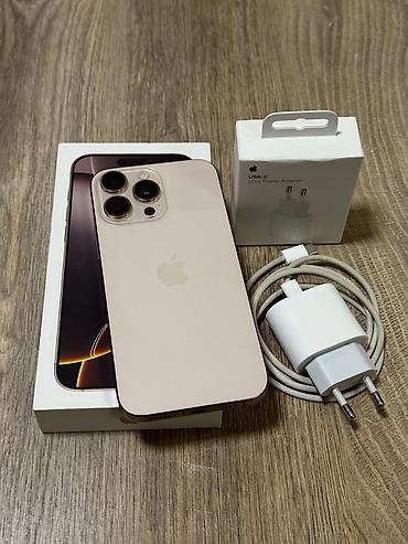 iphone 100: IPhone 16 Pro Max, 256 GB, Desert Titanium, Simsiz şarj, Face ID, Sənədlərlə — 1