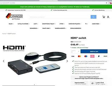 serveri: Schwaiger HDMI 3×1 A preklopnik sa daljinskim i eksternim IR — 7