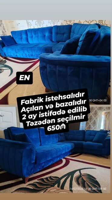 Qida məhsulları: Künc divan, İşlənmiş, Açılan, Bazalı, Parça, Ödənişli çatdırılma