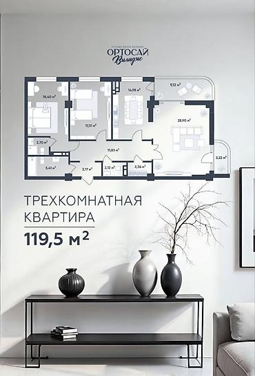 жилой дом весна: 3 комнаты, 119 м², Орто-Сай с. Элитка, 2 этаж, ПСО (под самоотделку) — 2