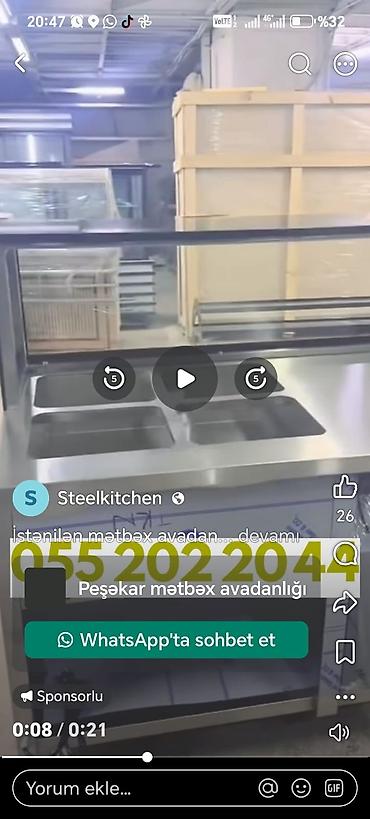 Paslanmayan poladdan (nerj) hazırlanan peşəkar yemək vitrin-bufeti - — 3