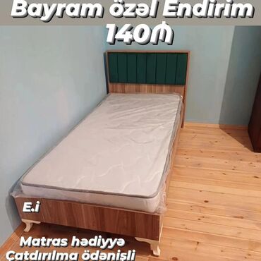 Çarpayılar: Yeni, Təknəfərlik çarpayı, Bazasız, Matras ilə, Siyirməsiz, Azərbaycan — 2