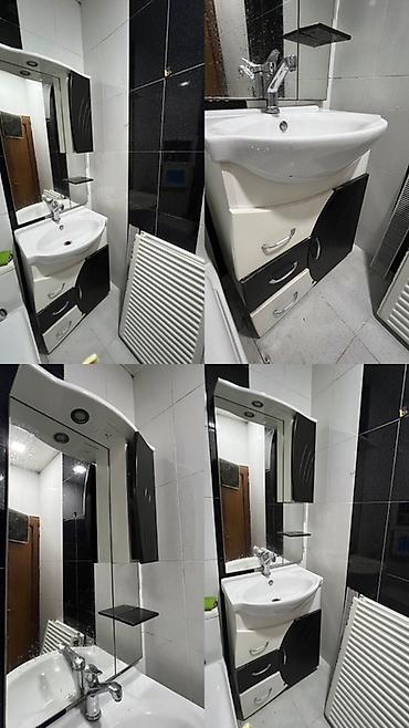 Hamam üçün lavabo və aynalı şkaf dəsti - Kompakt ölçülü keramika
