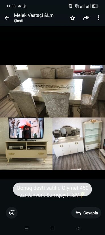 Qonaq desti satılır. Qiymet 450 azn.Unvan: Sumqayit _&M🧚‍♀️