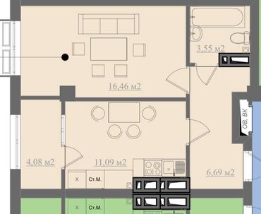 квартира рабочий гарадок: 1 комната, 42 м², Элитка, 7 этаж, ПСО (под самоотделку)