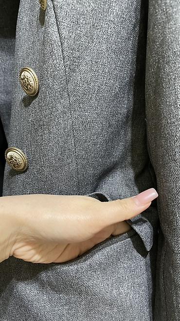 Пиджаки, жакеты: Женский двубортный пиджак в классическом стиле - Цвет: серый меланж - — 12