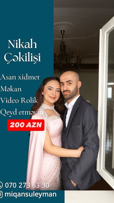 Sifarişlə əl işləri: Foto çəkiliş, Video çəkiliş | Studiya, Yerinə gəlməklə | Tədbirlərin çəkilişi, Love story, Slide Show