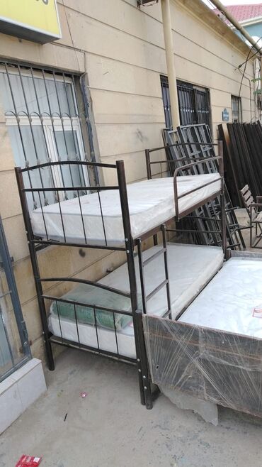 İkimərtəbəli uşaq çarpayıları: Oğlan və qız üçün, Çarpayı, Matrassız, Siyirməsiz, Dəmir — 10