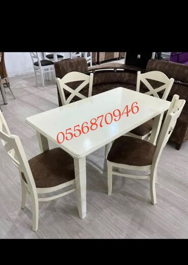 Masa və oturacaq dəstləri: Mətbəx üçün, Yeni, Açılmayan, Dördbucaq masa, 4 stul — 15