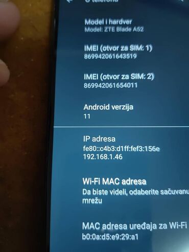ZTE: ZTE Blade A52, 64 GB, bоја - Tamnoplava, Otisak prsta, Dual SIM, Face ID — 3
