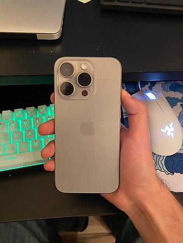 iphone batarya: IPhone 15 Pro, 128 GB, Natural Titanium, Face ID, Sənədlərlə — 1