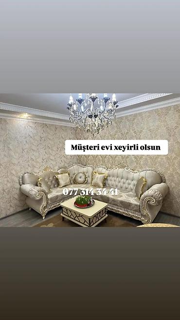 Klassik üslubda künc divan dəsti - L-formalı, geniş oturacağı və