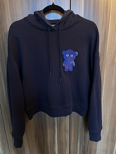 cins: Qısa kəsimli hoodie (kapüşonlu svitşört) - Rəng: tünd lacivərt - Ön — 1