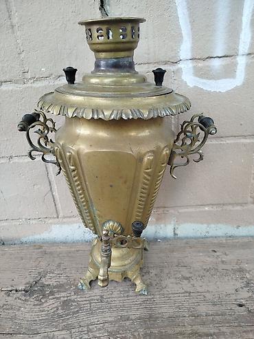 samovar od: Antik mis samovar – köhnə Rusiya istehsalı, relyef naxışlı korpus və — 2
